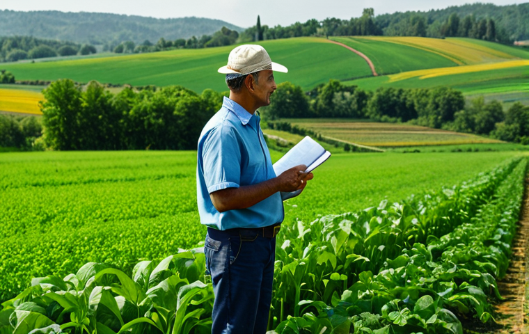 **

"A consultant in a modest, professional outfit advising a farmer on organic farming practices in a lush green field, fully clothed, appropriate content, safe for work, perfect anatomy, natural proportions, professional setting, family-friendly, depicting sustainable agriculture."

**